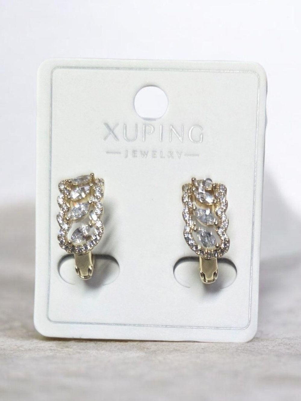 Gold and Clear Crystal Clip-On Earrings
